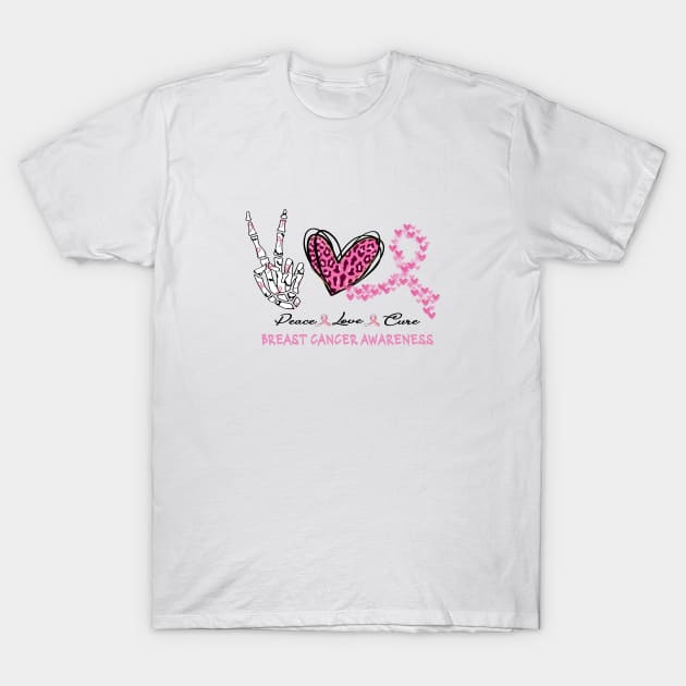 Peace Love Cure Halloween Breast Cancer Shirt T-Shirt by TsunamiMommy